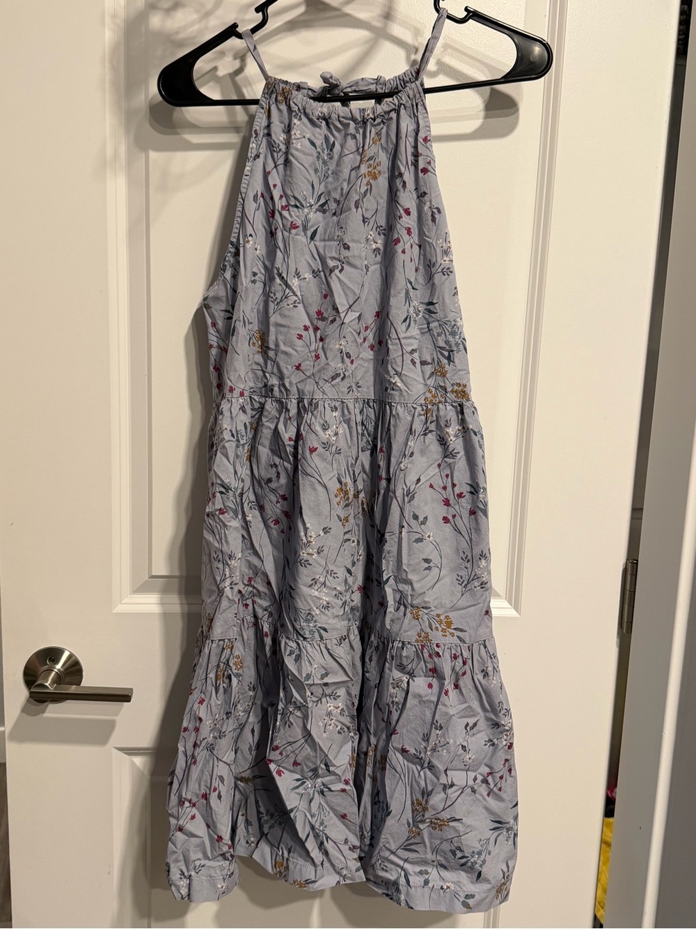 A New Day Floral Tiered Midi Maxi Dress Size M Gray Blue 100% Cotton - Picture 2 of 5